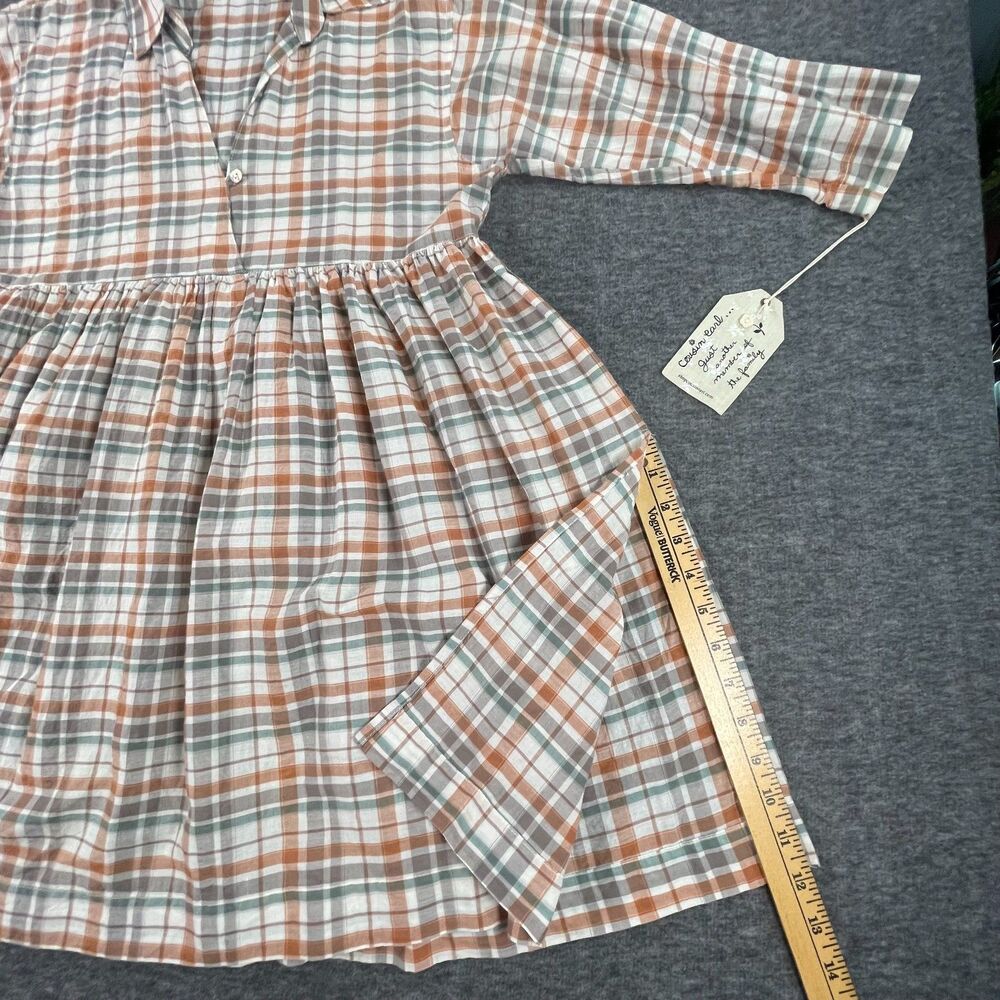 NWT Cousin Earl Flounce Plaid Babydoll Mini Dress S Brown Country Cottagecore - Picture 7 of 11
